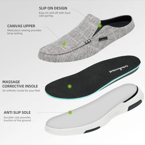 Vista 5 de OrthoComfoot Mocasines cómodos para hombre y sin cordones para fascitis plantar, zapatos para caminar en barco para aliviar el dolor de pies