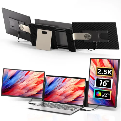 Vista 11 de Extensor de pantalla para laptop, monitor de computadora portátil FHD 1080P IPS de 14 pulgadas para portátiles, monitor de viaje de doble pantalla