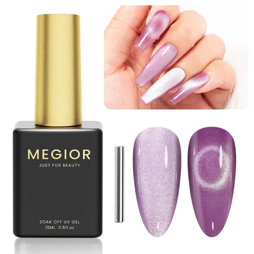 Vista 10 de MEGIOR Esmalte de uñas de gel azul de 0.5 onzas líquidas, color azul grisáceo, lámpara LED UV, esmalte de gel para manicura y pedicura