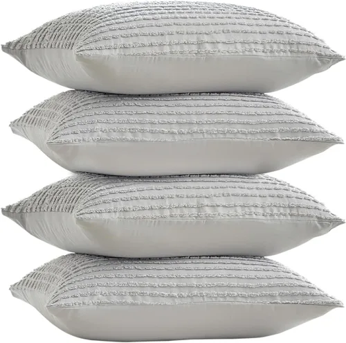 Vista 31 de WARMDERN - Fundas de almohada beige tamaño queen, fundas de almohada estándar, juego de 6 fundas de almohada de microfibra suave, textura boho