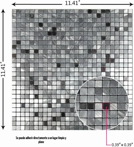 Vista 2 de XUANINY 10 piezas para despegar y pegar para cocina, panel de calcomanías de pared 3D de aluminio, azulejos de mosaico de metal autoadhesivo