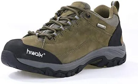 Vista 2 de HIWALK Zapatos de senderismo impermeables confort mediados tobillo montañismo zapatos transpirable ligero escalada camping trekking al aire libre