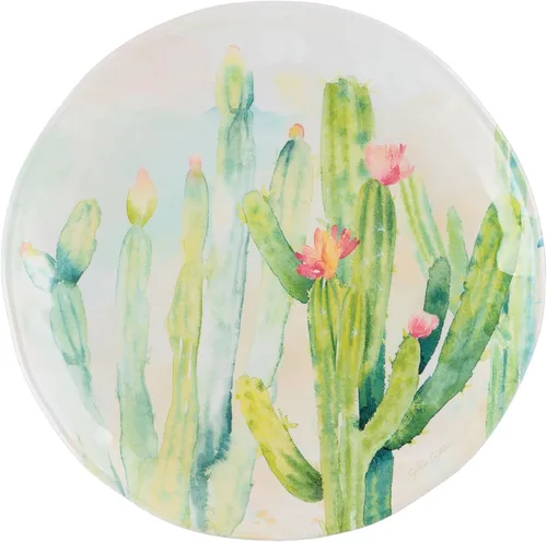 Vista 4 de UP UPware Cactus Garden - Platos redondos de melamina para postre, platos pequeños para servir, para aperitivos, aperitivos y guarniciones, verde, 6