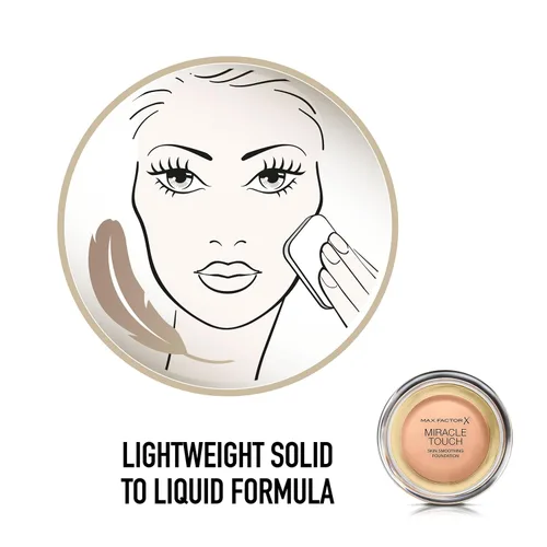 Vista 3 de Max Factor Miracle Touch Foundation, fórmula nueva y mejorada, SPF 30 y ácido hialurónico, arena 60