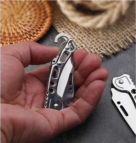 Vista 3 de Cuchillo plegable, 2 piezas, mini cuchillo de bolsillo para hombres y mujeres, utilizado para cortar cuerdas, cajas de papel y frutas, fácil