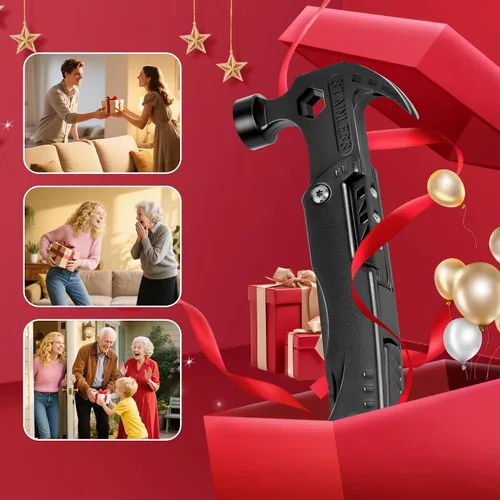 Vista 7 de Martillo multiherramienta, regalo de múltiples herramientas 12 en 1 para hombres, regalos para papá, rellenos de calcetines de Navidad para marido
