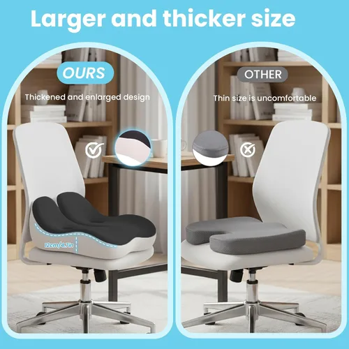 Vista 5 de Cojín de Asiento OVRST, Cojín de Memoria para Silla de Oficina, Diseño Ergonómico, Alivio de Ciática y Dolor por Sentarse por Largo Tiempo, Adecuado
