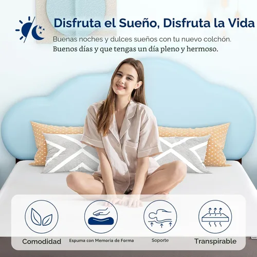 Vista 6 de Amazon Basics Colchón de espuma viscoelástica, sensación suave y mullida, 6 pulgadas, individual, blanco/gris