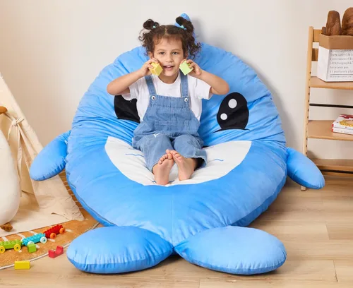 Vista 12 de Hobestluk Puf - Cojín de suelo para puf, puf para adultos, tumbona para sala de estar, dormitorio o sala de juegos (negro, mediano, pingüino)