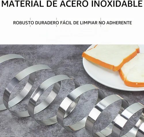 Vista 2 de Anillo de tortilla de acero inoxidable – 2 anillos de cocina antiadherentes de 8 pies para panqueques, tortillas, sándwich (tamaño grande)
