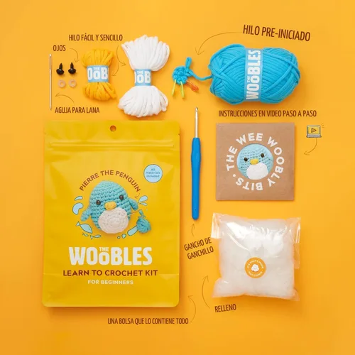 Vista 3 de The Woobles Kit de ganchillo para principiantes, kit de animales de punto y ganchillo fácil de artes y manualidades, como se ve en Shark Tank