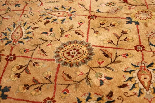 Vista 4 de Pasargad Home Baku Collection - Alfombra anudada a mano color camello/camello 100% lana, 7 pies 11 pulgadas x 10 pies 0 pulgadas