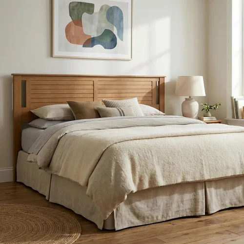 Vista 39 de ComfIQ Serene - Cabecera de madera de álamo tamaño completo en negro, panel de granja moderno con ranurado en chevron, estilo costero casual, fácil