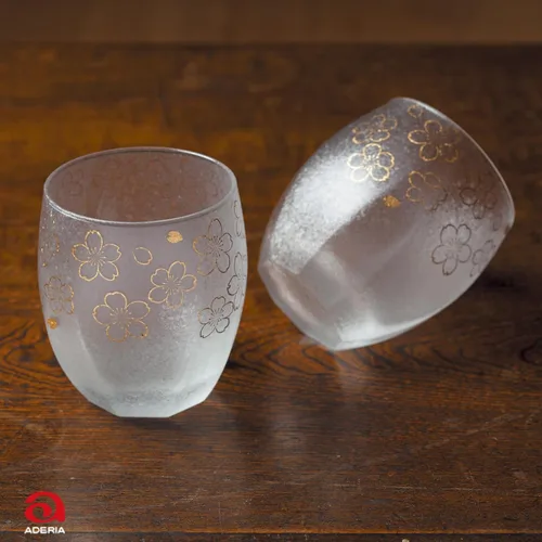 Vista 9 de ADERIA S6062 - Juego de vasos de roca con diseño de flor de cerezo de primera calidad, 11.6 fl oz (11.7 fl oz), 2 piezas, fabricado en Japón