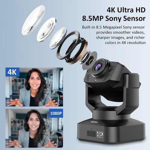 Vista 7 de NexiGo Cámara web con zoom PTZ N990 4K, sistema de cámara de videoconferencia con zoom digital 5X, sensor Sony Starvis, posición preestablecida