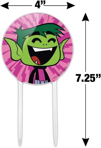 Vista 2 de Decoración acrílica para tartas de Teen Titans Go! Beast Boy para decoración de fiesta para boda, aniversario, cumpleaños, graduación