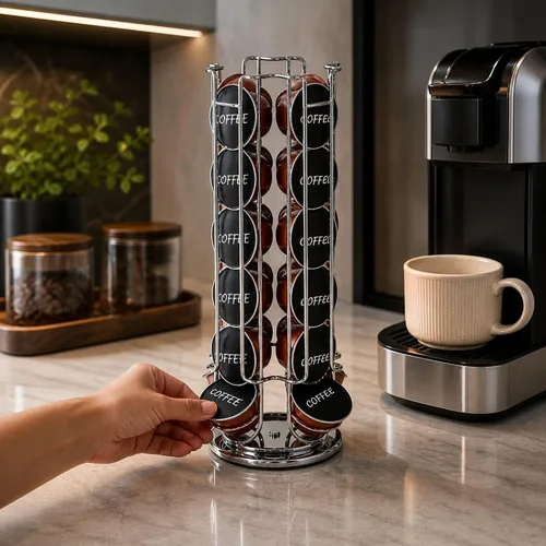 Vista 5 de Restaurantware Soporte para cápsulas de café de 5.51 x 5.51 x 12.99 pulgadas, 24 Dolce Gusto, organizador de cápsulas de café, cajón