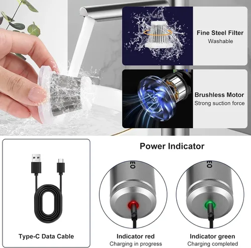 Vista 8 de WADEO Aspiradora de mano inalámbrica, 4 en 1 21000 PA sin escobillas para automóvil y 210000 rpm, soplador de aire de batería de 7500 mAh