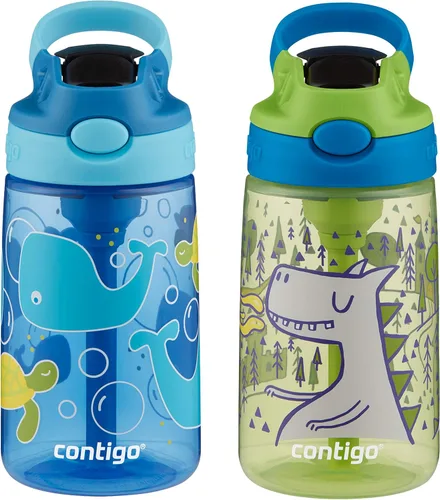 Vista 36 de Contigo Aubrey - Botella de agua para niños, paquete de 2, 20 onzas, azalea/jade y frambuesa azul. Azalea, tapa a prueba de derrames, apta