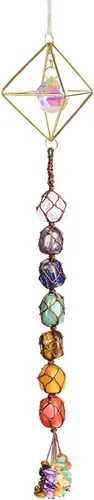 Vista 21 de Adornos colgantes de cristal hechos a mano para ventana de coche, 7 chakras, decoración del hogar, Feng Shui, ornamento de yoga y meditación