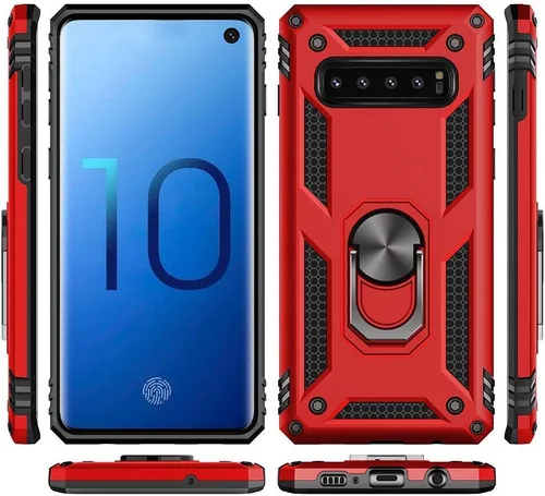 Vista 6 de Funda de grado militar para Samsung Galaxy S10 5G [compatible con S10 5G] Soporte de anillo giratorio de metal con soporte magnético integrado
