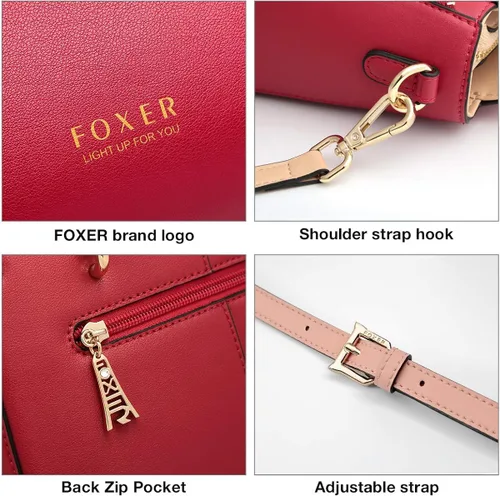 Vista 4 de Bolsos de cuero para mujer, con asa superior y correa ajustable