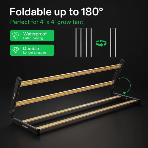 Vista 4 de Vivosun VSFL3000 Luz de Cultivo LED de Barra, Luz de Crecimiento para Plantas de 300W 4 Barras, Plegable y Regulable, Espectro Completo con Luz