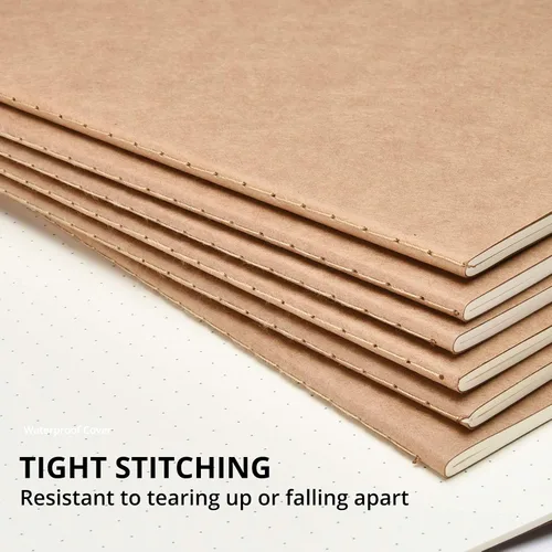 Vista 5 de TWONE Cuaderno, paquete de 6 cuadernos de papel kraft de tapa blanda, cuadrícula de puntos, cuadernos para oficina, escuela, negocios, trabajo
