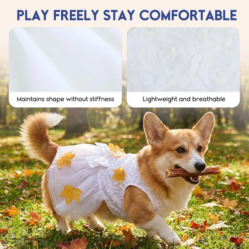Vista 3 de ASENKU Vestido para Perro Vestido de Boda para Mascota Vestido de Princesa de Encaje para Cachorro Traje de Fiesta de Cumpleaños Ropa Formal