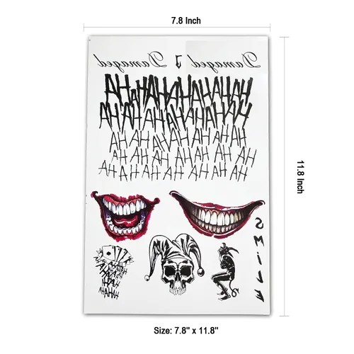 Vista 4 de Calcomanías de tatuaje falsas, 3 hojas de tatuajes temporales para mujer y 3 hojas de tatuajes para Halloween, disfraces, cosplay, fiestas