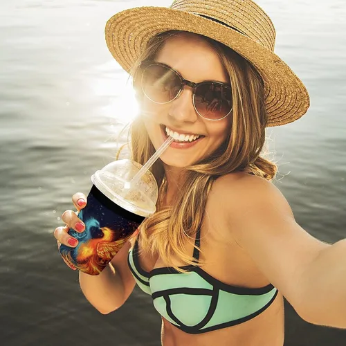 Vista 6 de Fire And Water Phoenix Cup Sleeve 3 Pack Reusable Neoprene Coffee Sleeves Insulator Sleeves for Cold Beverages Universal Ice Coffee Sleeve Beer