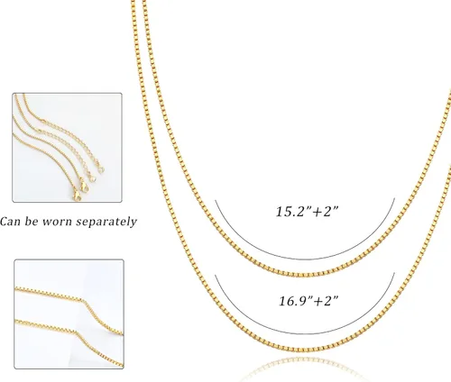 Vista 6 de CHESKY Collares de oro en capas para mujer, collar de cadena de oro delicado de 14 quilates para mujer, cadena de clip de eslabones cubanos de moda