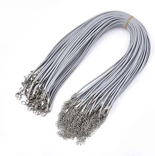 Vista 5 de 100 piezas de cordón encerado de 17 a 19 pulgadas, cuerda trenzada ajustable, para collares, colgantes para hacer joyas, cadenas con cierre de Azure