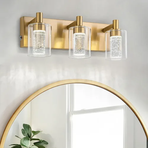 Vista 14 de SineRise - Luz de tocador con 3 modos de color (3000K/4000K/6000K), lámpara de baño LED con protección ocular, lámpara de pared moderna regulable
