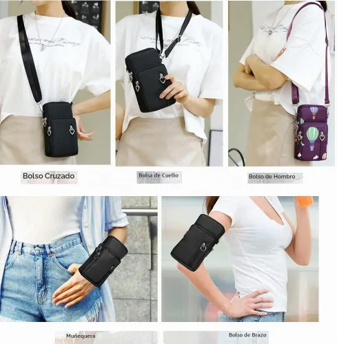 Vista 7 de Cartera para teléfono celular, bolsa cruzada para Samsung Galaxy S24 S23 Ultra S21 S22 S20 Plus Fe Note 20 A15 5G A25 A35 A05S A14 A13 A54 A71 Negro
