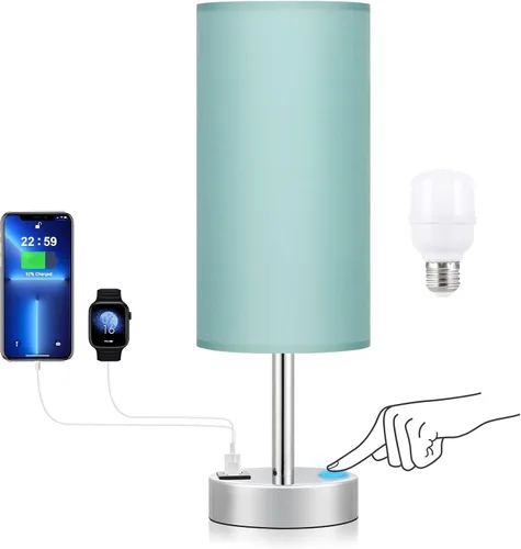 Vista 17 de Dicoool - Lámpara de mesa táctil para mesita de noche de dormitorio - Lámpara de noche con puertos de carga USB-C y USB-A, blanca, lámpara de Metal