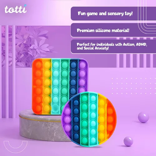 Vista 7 de Totti Pop Fidget juguete satisfactorio grande Push Pop Bubble Fidget juguete sensorial alivio del estrés y la ansiedad, regalo novedoso para niños