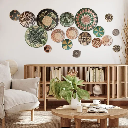 Vista 3 de Glenmal 18 calcomanías de pared de cesta bohemia, calcomanías de pared redondas, decoración moderna, calcomanías de decoración para despegar