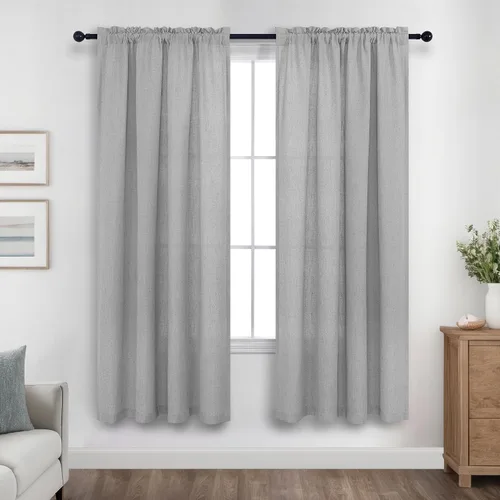 Vista 68 de KOUFALL Juego de 2 cortinas de puerta francesa, cortinas de lino para puerta/ventana, cortina transparente boho para cristal lateral delantero
