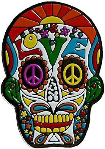 Vista 12 de Dia De Los Muertos - Marcador de pelota de golf y clip para sombrero de rosa roja BandSkull