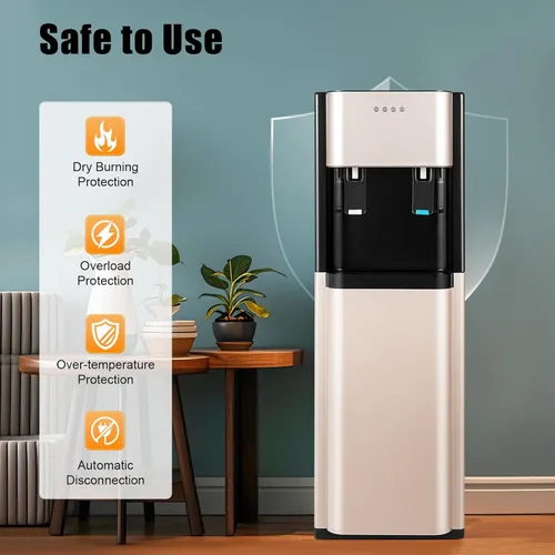 Vista 6 de Dispensador de agua de carga inferior de 5 galones, dispensador de agua fría y caliente de pie de 110 V, 3 opciones de temperatura con bandeja