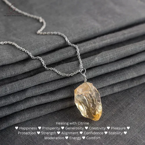 Vista 6 de Collar de piedras preciosas crudas piedras de nacimiento de plata