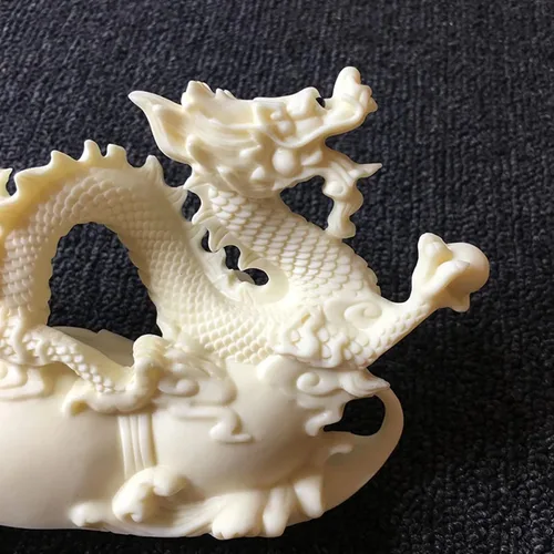 Vista 5 de Escultura de estatua de dragón blanco, dragón auspicioso del zodiaco chino, decoración de oficina en casa, regalo de negocios