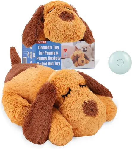 Vista 9 de WEOK Juguete de Latidos del Corazón para Cachorros para Alivio de Ansiedad por Separación, Animal de Peluche con Latidos Ayuda Conductual Calmante