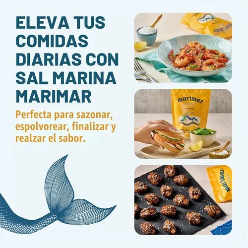 Vista 5 de Marimar Sal marina, naturalmente baja en sodio, grano grueso, Kosher, 20 onzas