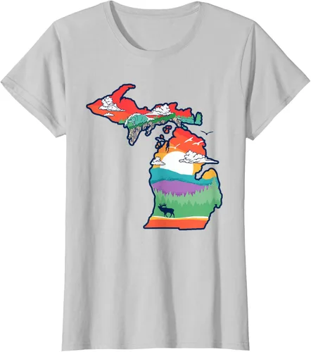 Vista 20 de Michigan Outside - Camiseta con ilustración artística