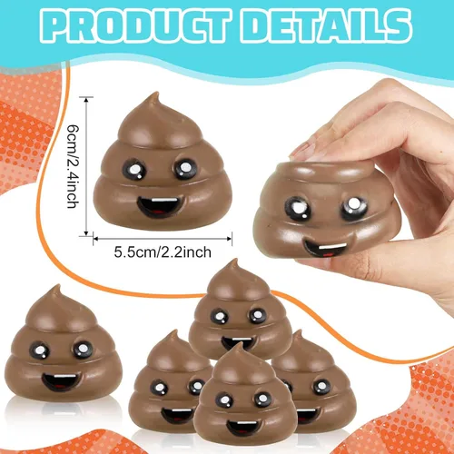 Vista 2 de Lenwen - Paquete de 12 bolas antiestrés para excrementos, figuras falsas, juguetes elásticos sensoriales novedosos, juguetes de broma, bola