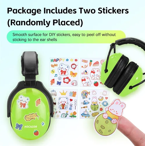 Vista 4 de 2 Pack HZ015 Orejeras de protección para niños, orejeras de seguridad duraderas con cancelación de ruido, verde+verde