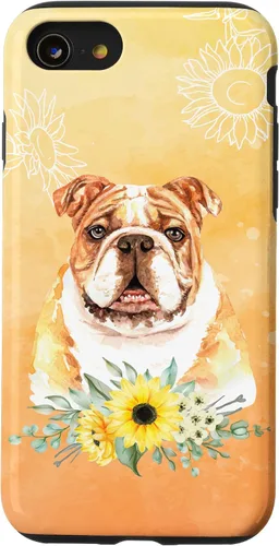 Vista 18 de iPhone 16 Cute English Bulldog Dog Bully - Sunflower Floral Flowers Case