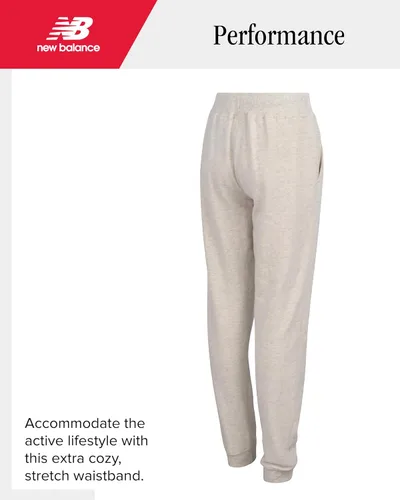 Vista 31 de New Balance Pantalones deportivos para niña, forro polar de mezcla de algodón suave con cordón y bolsillos (tallas 8-16)